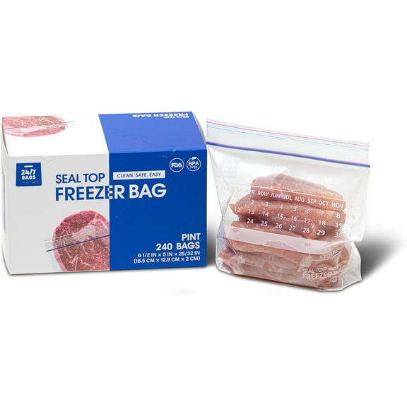 Sandwich Freezer Bags, 240 Count with Expandable Bottom and New Calendar Feature