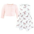 thumbnail image 3 of Hudson Baby Infant and Toddler Girls Cotton Dress and Cardigan Set, Carousel Horse, 4T, 3 of 5