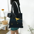 thumbnail image 6 of DouZhe Reusable Grocery Bags, Glittering Star Moon Night Lightweight Polyester Canvas Cloth Tote Bag for Travle Gym Shopping School, 15" x 16", 6 of 7