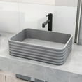 thumbnail image 4 of VIGO Cadman Modern Gray Concreto Stone 18 in. L x 13 in. W x 5 in. H Rectangular Fluted Bathroom Vessel Sink, 4 of 10