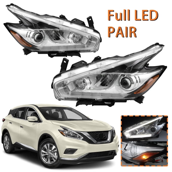 Fit For 2015 2016 2017 2018 Nissan Murano Pair Full LED Headlights Headlamp 2PCS