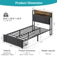 thumbnail image 2 of LED Full Size Bed Frame with Storage Headboard & 2 Drawers,Heavy Duty Metal Bed base Upholstered Platform Bedroom Furniture Charging Station Black,Z-hom, 2 of 7