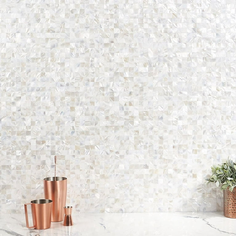 Bond Tile Easy Luxe Mother of Pearl Square 11.81 in. x 11.81 in. Peel and Stick Tile (0.96 Sq. Ft. / Sheet) Bond Tile Easy Luxe Mother of Pearl Square 11.81 in. x 11.81 in. Peel and Stick Tile (0.96 Sq. Ft. / Sheet)