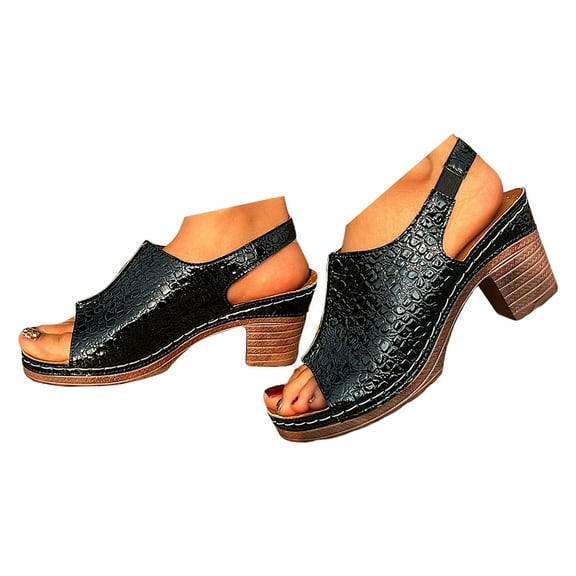 Mepaouo Women's Wedge Sandals 2025 Orthotic Slingback Summer Pumps Dressy Chunky Heeled Shoes