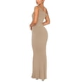 thumbnail image 3 of Vestido largo REORIA sin mangas acanalado de un solo hombro - Khaki S, 3 of 7