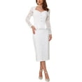 thumbnail image 2 of INSPIRE CHIC Women's Lace Formal 2 Pieces Suits Outfits Sweetheart Neck Peplum Top Elegant Cocktail Skirt Sets S White, 2 of 6
