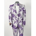 thumbnail image 2 of Mens 2 Button White & Lavender Purple Floral Paisley Prom and Wedding Tuxedo By Alberto Nardoni Brand Designer, 2 of 3