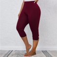thumbnail image 3 of FNFYFH Clearance Womens Yoga Capris No Ride Up Pants,Wine, 3 of 10