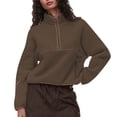 thumbnail image 2 of Xcmzpl Women's Zip Up Sweatshirts Casual Solid Color Round Neck Sweatshirt Athletic Sweater Tops Dressy Casual Long Sleeve T-shirts Fall Fashion, 2 of 6