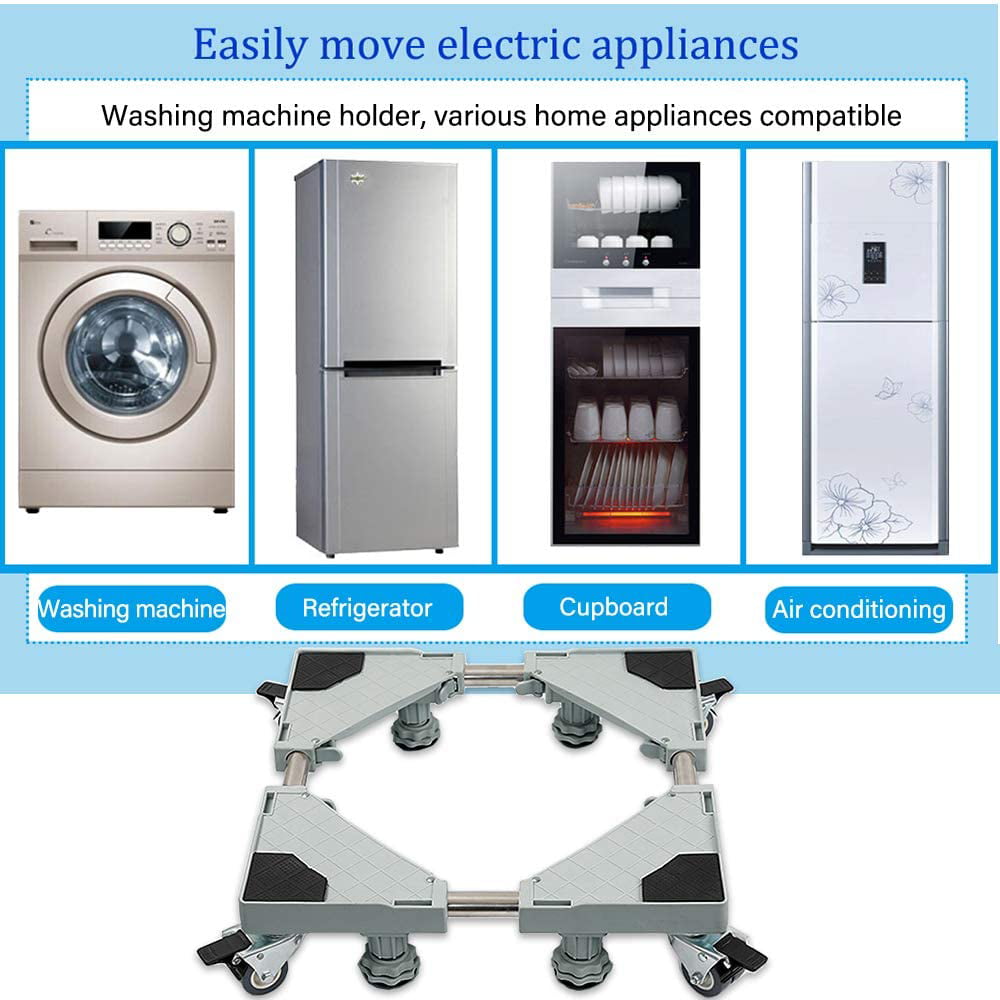 4 feet 8wheels Multi-Functional Furniture Dolly Roller Base Adjustable Movable Base Refrigerator Stand for Washing Machine Refrigerator and Dryer