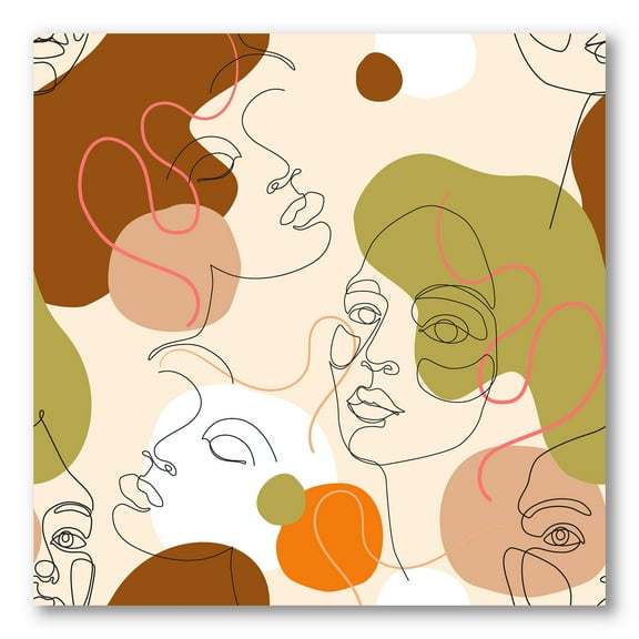 Designart ' One Line Portrait of Afro American Women VII ' Modern Canvas Wall Art Print