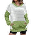 thumbnail image 3 of Women's Pullover Hooded Striped Casual Hoodie Elastic Waist Winter Shirt Loose Sweatshirt with Pockets Oversized Cotton Sweater (Mint Green 2XL), 3 of 5