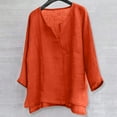 thumbnail image 2 of Lumtrix Men Cotton Linen Henley Shirts Hippie Baggy Breathable Long Sleeve Blouse Summer Casual V Neck Beach Yoga Tunic Tops Orange 4XL, 2 of 5