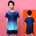 thumbnail image 2 of WRKEKC Boys Athletic Sets Short Sleeve Round Neck Solid Color Top and Shorts Training Set Comfortable for 4-17 Years, 2 of 4