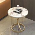 thumbnail image 1 of Mesa de centro minimalista, mesas auxiliares únicas redondas modernas de oro blanco, muebles de sala de estar Koffietafels nórdicos simples de lujo, 1 of 4
