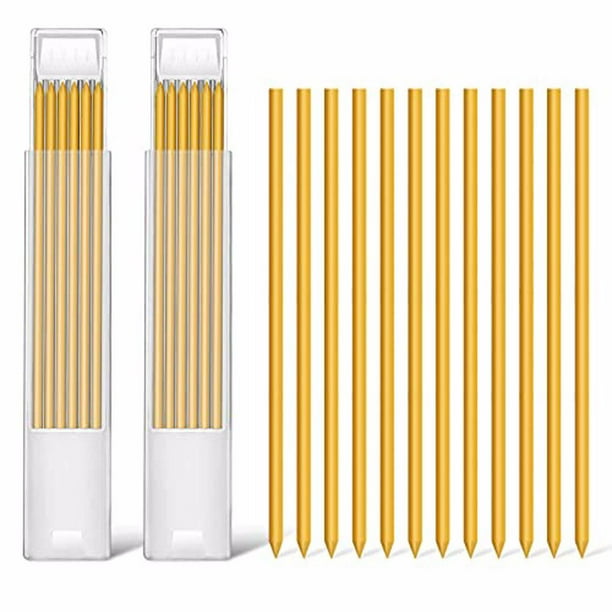 Eigraketly 12 piezas de recambios de lápiz de 2,8mm, lápices de marca de carpintero, reemplazos de pluma de agujero profundo, herramienta de Herramientas manuales y eléctricas Amarillo