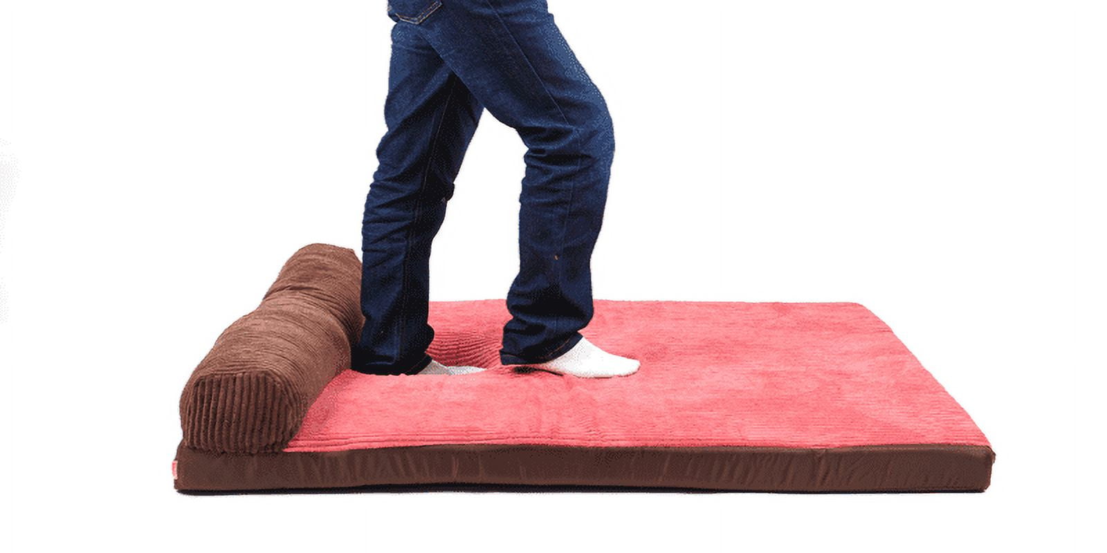 INTBUYING Brown Large Dog Bed with Headrest Edition High Density Thick Foam Pads Large 47.24"*35.4"