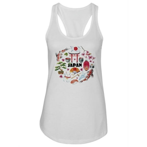 Watercolor Japanese Icons Tank Women -Image by Shutterstock, Female XX-Large