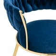 thumbnail image 6 of Leisure Dining Chairs Set of 2, Velvet Upholstered Accent Chair Set with Woven Backrest, Counter Height Bar Stools with Gold Metal Legs for Living Room, Dining Room, Bedroom, Navy, 6 of 9