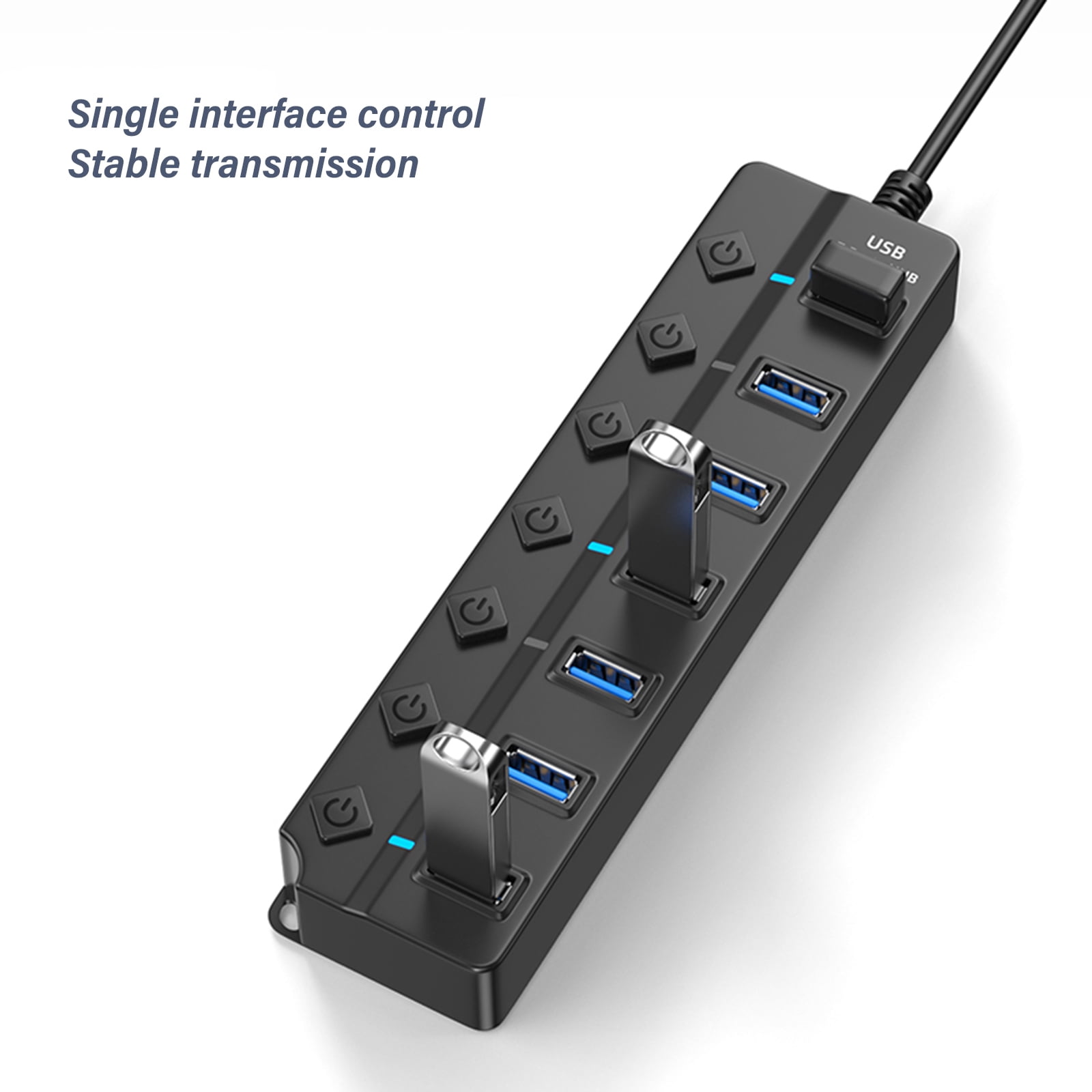 Highly Speed 7/4 Port USB 2.0 Hubs USB Splitter Individual Power Switches LED Indicators For Laptop MultiSplitter