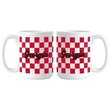 Georgia Bulldogs 2-Pack 15oz. Checkered Wordmark Mug Set