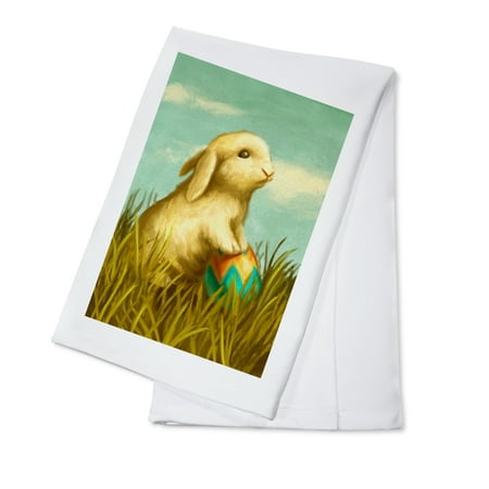 Easter Bunny - Oil Painting - Lantern Press Artwork (100% Cotton Kitchen