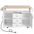 thumbnail image 2 of White Kitchen Island Cart with Drop Leaf & Power Outlets – 55.7” Rolling Kitchen Island for Storage, Dining & Workstation Use, 2 of 39