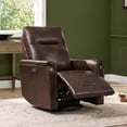 thumbnail image 2 of Spruce & Spring Genuine Leather Dual Motor Swivel Glider Recliner Chair, Cognac, 2 of 11
