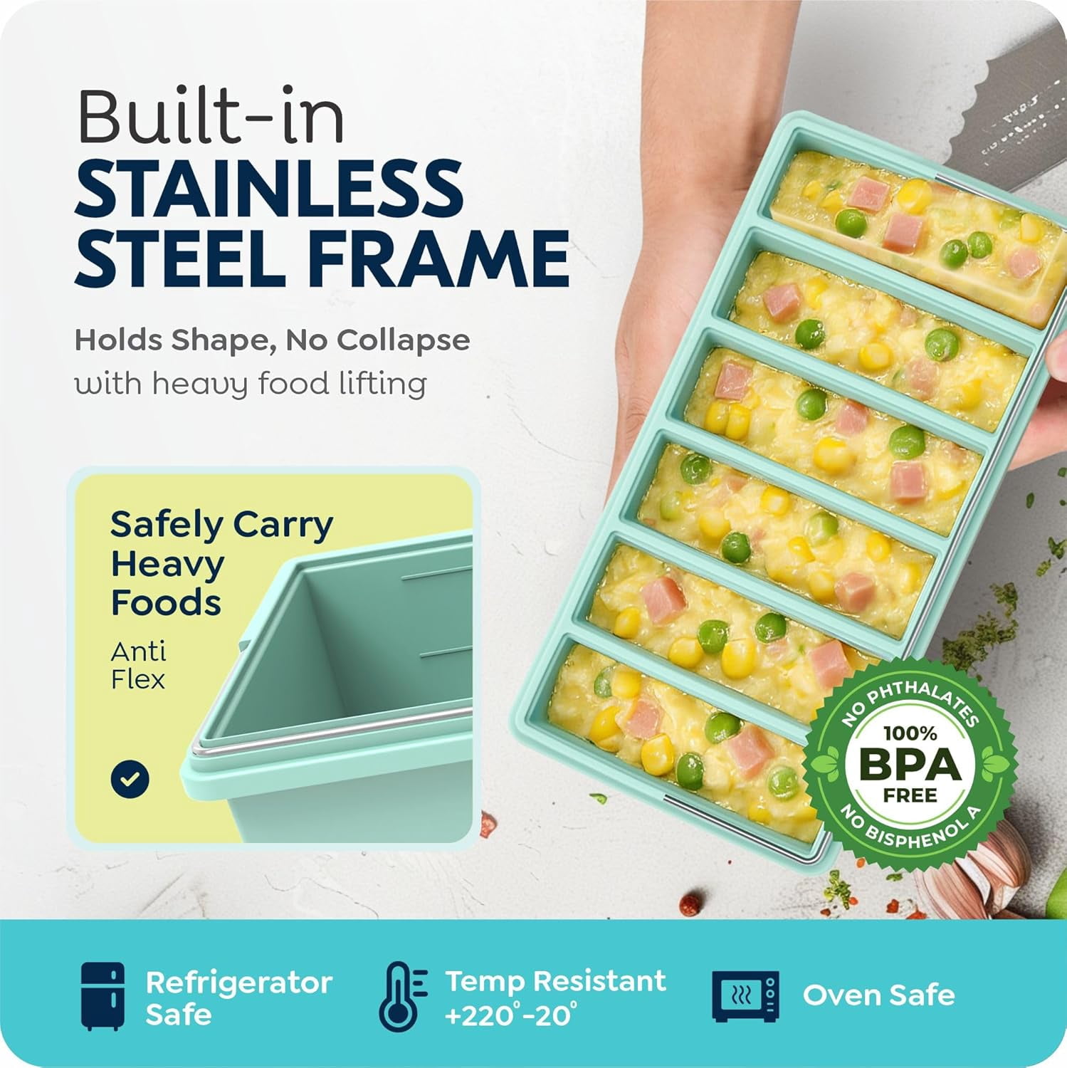 Cup Silicone Freezer Molds with Lid, Soup Container Style Ice Cube Trays for Freezer - Reinforced Ring Top for freezing Soup Sauce Broth Leftovers, Dishwasher & Oven Safe, BPA Free
