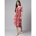 thumbnail image 3 of Janasya Women's Pink Moss Diigital Floral Printed Flared Dress, 3 of 7