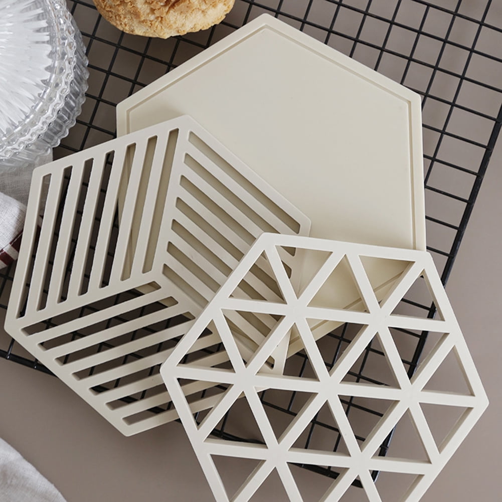 NE_ Hollow Hexagon Silicone Anti-slip Heat Resistance Cup Bowl Pad Mat Placemat 