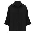 thumbnail image 5 of ShomPort Women Oversized Shirts Button-Down Solid Color Tops Fashion Lapel Blouses Spring/Summer, 5 of 7