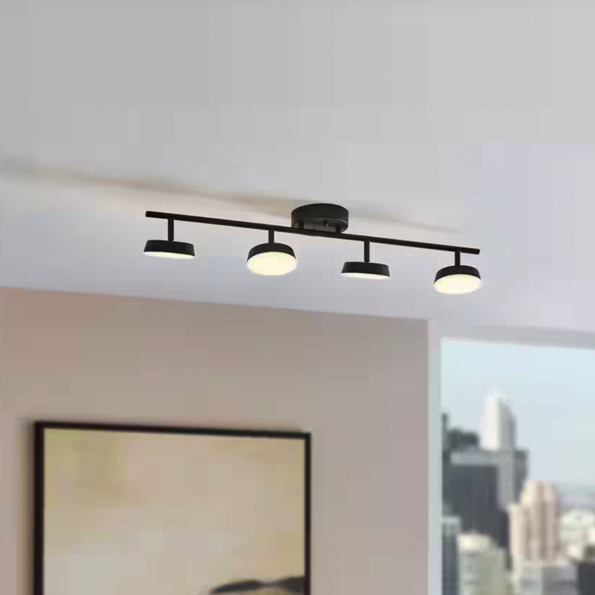 Ceybo — 4-Lights Black Integrated LED Fixed Track Lighting Kit
