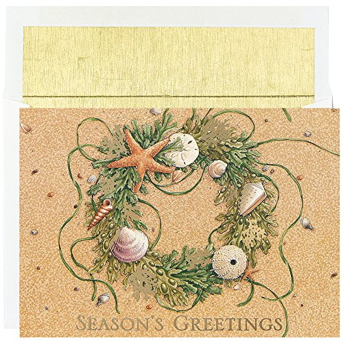 Masterpiece Studios Warmest Wishes Holiday 18 Cards Tropical Fish Tree 18 Foil Lined Envelopes