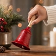 thumbnail image 5 of Christmas Hand Bell with Wooden Handle, Embossed Metal Vintage Service Call, Festive Holiday Decor for Wedding, Party, Home, Tabletop Seasonal Display, 5 of 7