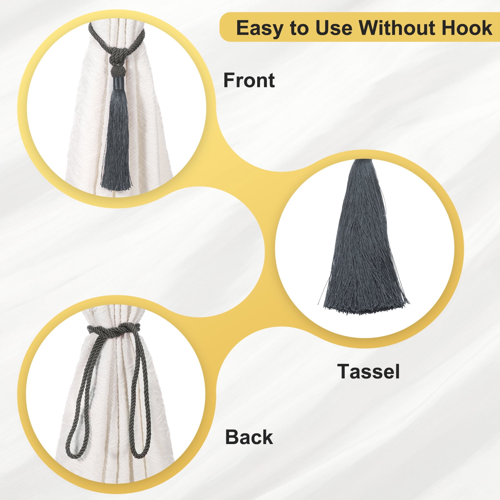 Unique Bargains Handmade Elegant Curtain Tiebacks Tassel Home Decor Dark Gray 4 Pcs