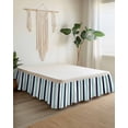 thumbnail image 2 of Turquoise Navy Blue Striped Wrap Around Bed Skirts for Queen Bed 18" Drop, Bed Skirt with Adjustable Elastic Belt Dust Ruffle Bed Valance for Bedroom Hotel Luxury Farmhouse Stripe Art Bed Frame Cover, 2 of 7