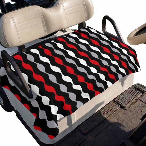 Golf Cart Seat Cover Red Black Wave Stripes Club Car Golf Cart Seat Covers Soft Absorbent Golfcart Towel Blanket Geometric Twists Striped Golf Seat Covers for Cart Decor Fits 2 & 4 Passenger 51"x31"