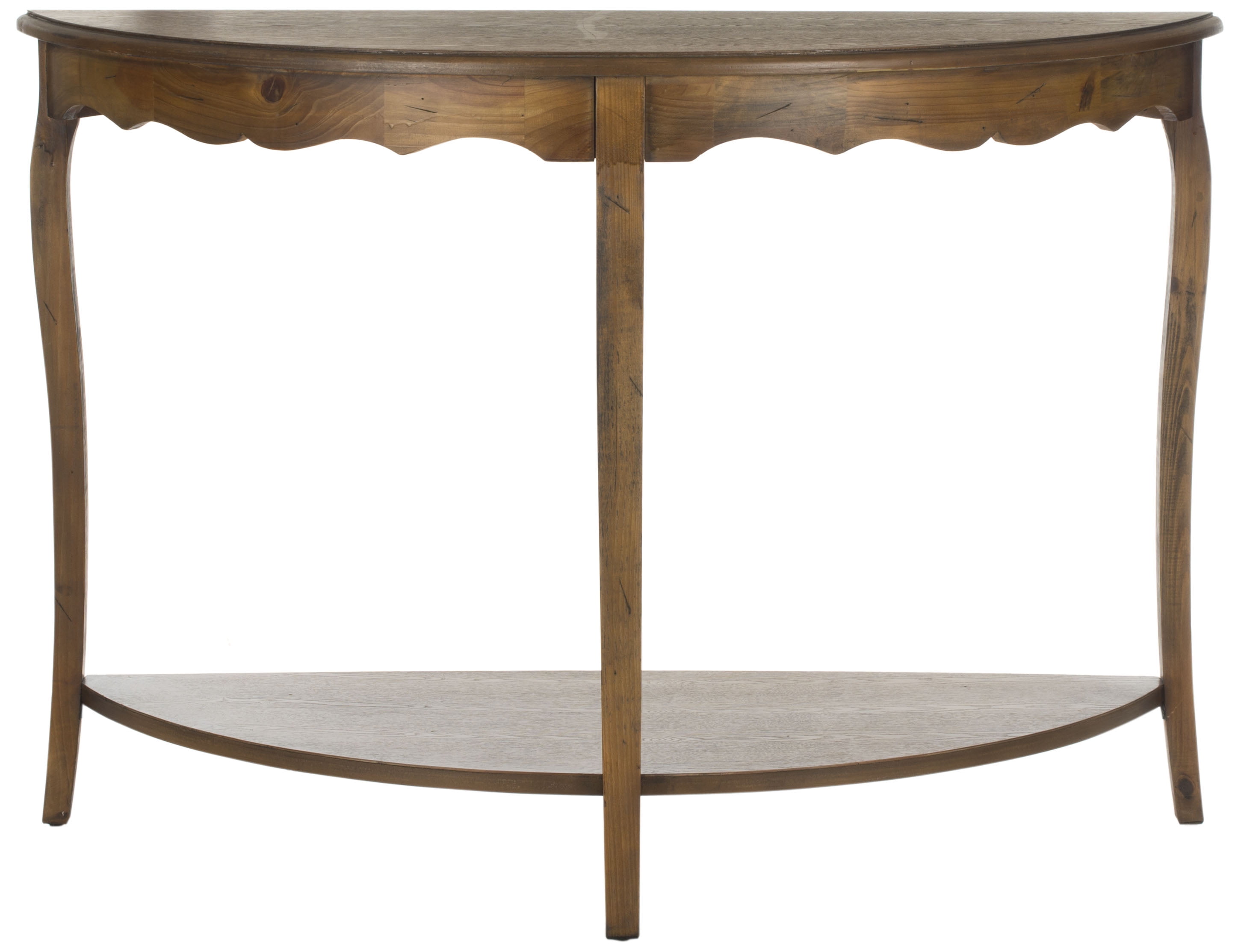 SAFAVIEH Christina Solid Rustic Demilune Console, Medium Brown