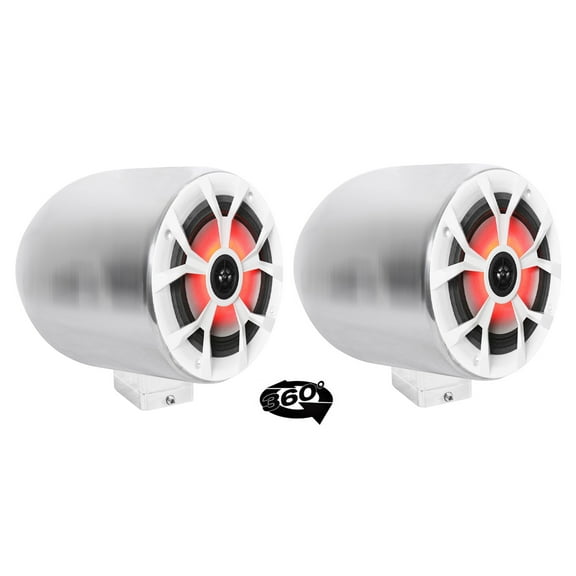(2) Rockville 6.5" LED 360° Degree Swivel Chrome Surface Mount Boat Speakers