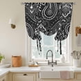 thumbnail image 2 of Abstract Floral Tie Up Curtains, Ethnic Black White Paisley Countryside Adjustable Rod Pocket Balloon Curtains Light Blocking Window Treatment for Kitchen Living Room Bedroom, 42 × 54 In, 2 of 9