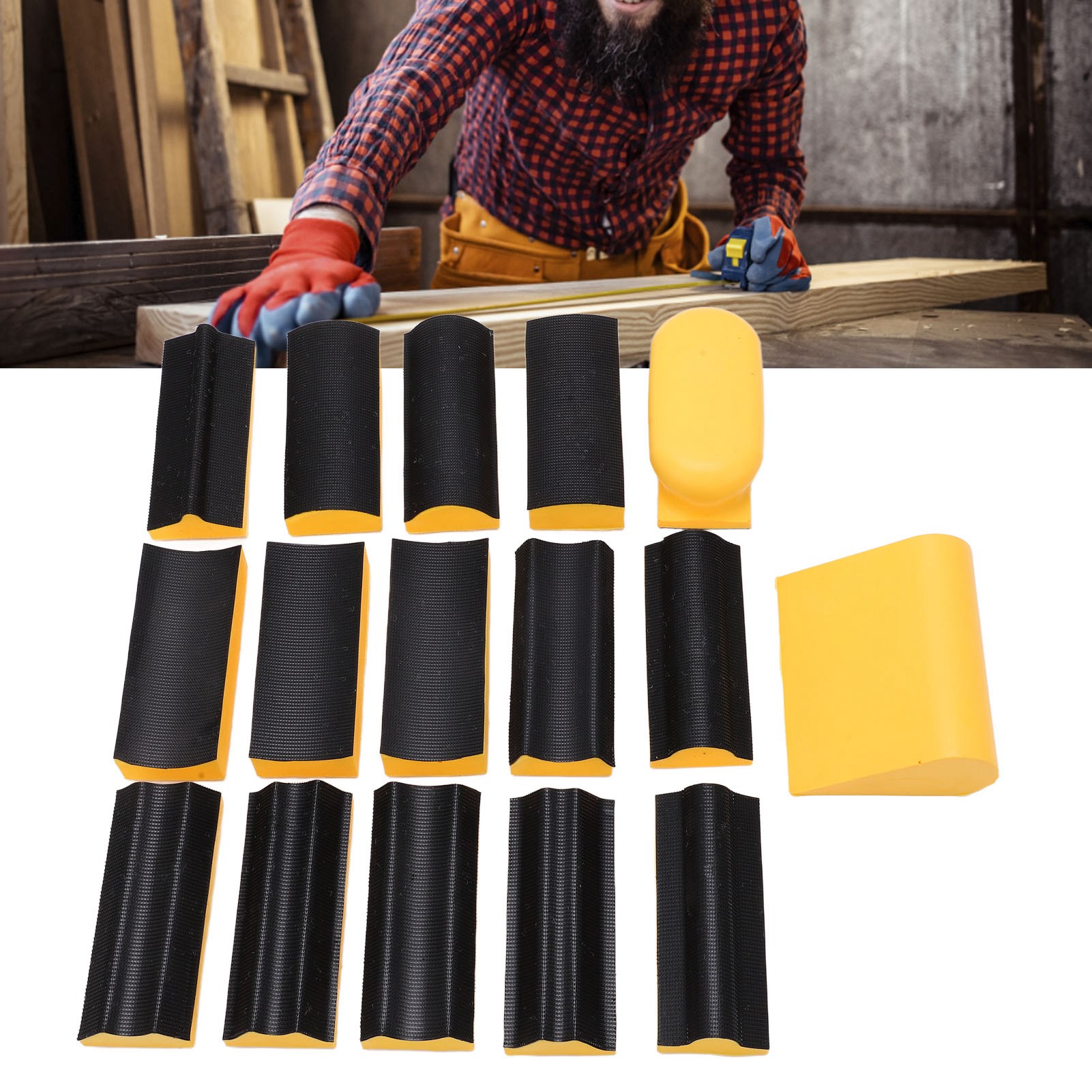 Conture Blocks Woodworking Sanding Blocks 14 Pcs Elastic Rubber Sanding Blocks ...