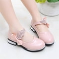 thumbnail image 6 of hengsof Girls Daily Sweet Leather Shoes Sparkly Rhinestone Bow Comfort Casual Footwear Solid Color Princess Dance Shoes for Ages 4-12, 6 of 8