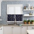 thumbnail image 3 of Navy Blue Yellow White Christmas Kitchen Curtain 2 Panels Tiers Curtains 24 Inch Length, Xmas Snowflake Winter Curtains Rod Pocket Curtains Window Drapes Treatment Window Cafe Curtains, 3 of 5