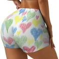 thumbnail image 2 of Naloa Hand Drawn Colored Hearts Biker Shorts for Women Seamless Scrunch Short Women’s Yoga Shorts for Gym Running Sport Shorts - Large, 2 of 9