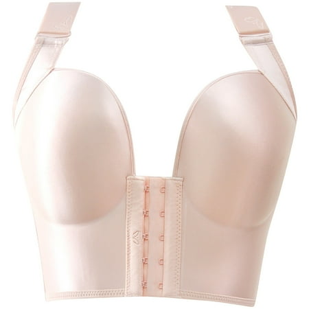 

QWERTYU Women s Full-Coverage Extreme Lift Underwire Bra Front Closure Bras Plunge Underwire Tshirt Pink 34