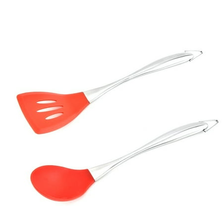 

Silicone Stainless Steel Kitchen Utensils Set 2-Pieces Flexible Silicone Head Cooking Spoons Utensil