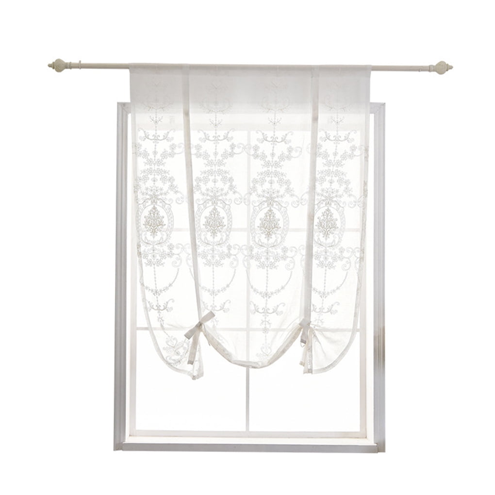 wrea Floral Embroidered TieUp Roman Shades Tap Top Roman shades Sheer