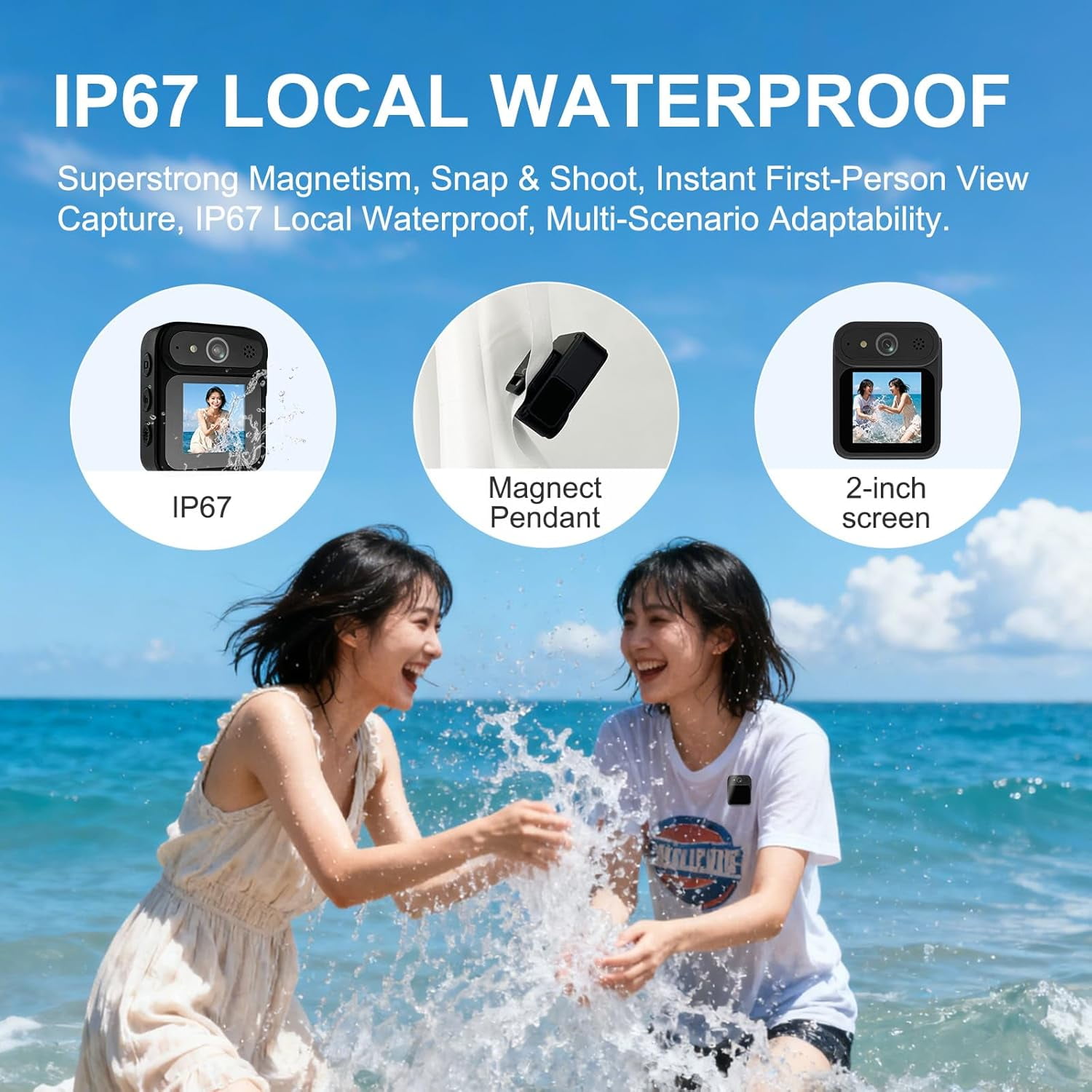 1080P Body Camera with Audio and Video Recording, WiFi Portable Vlogging Camera, Thumb Size, Wearable Camera Mini Action Camera for Travel, Sports, Work Records