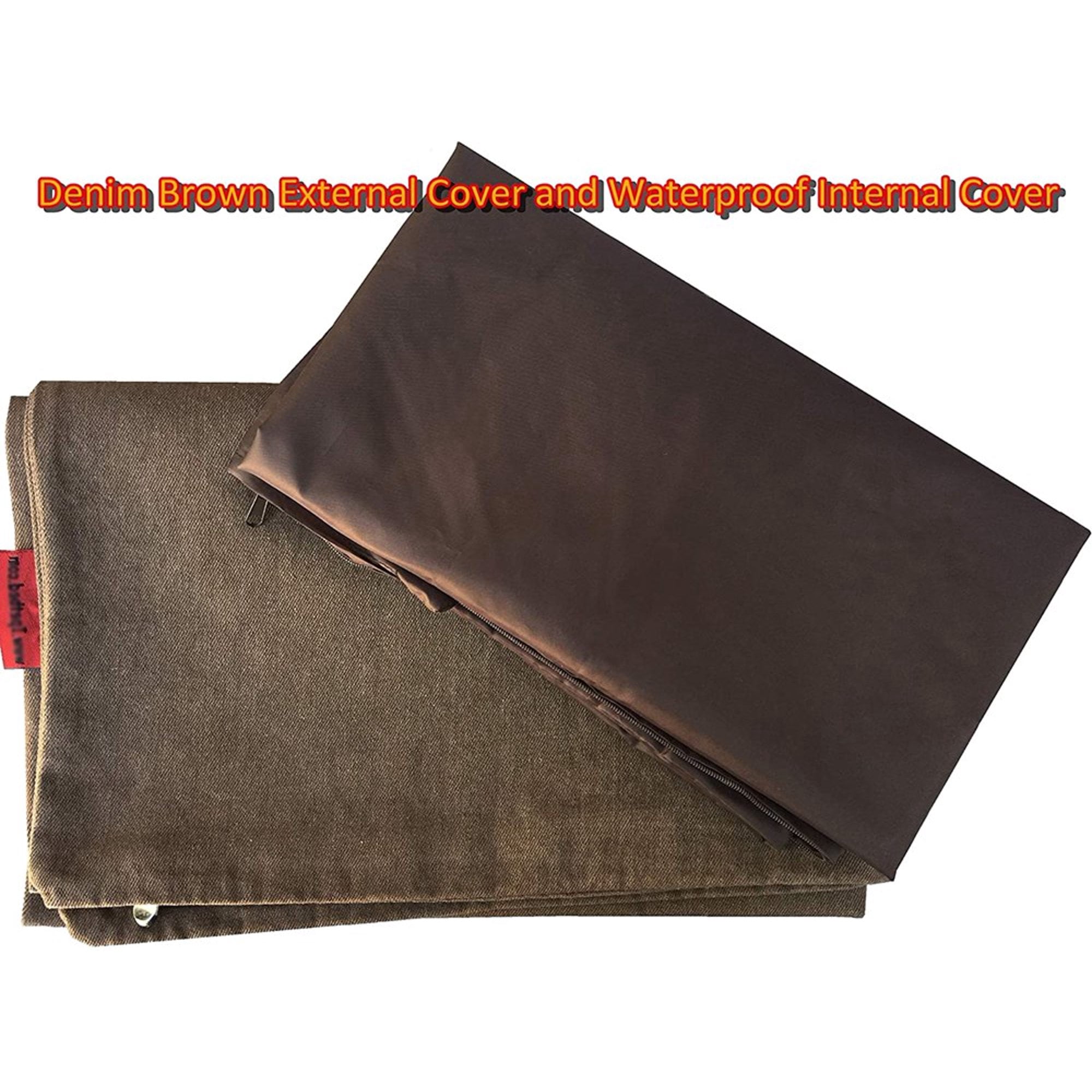 Jumbo Orthopedic Waterproof Memory Foam Dog Bed for Extra Large Pet 55"X47"X4", Denim Brown Washable Cover